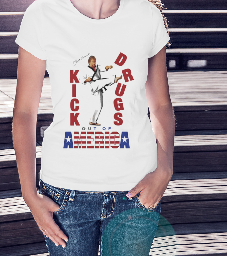 Chuck Norris Kick Drugs Out Of America T-Shirt