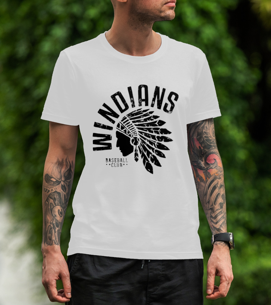 Cleveland Indians Guardians Windians Baseball Club Retro Headdress T-Shirt