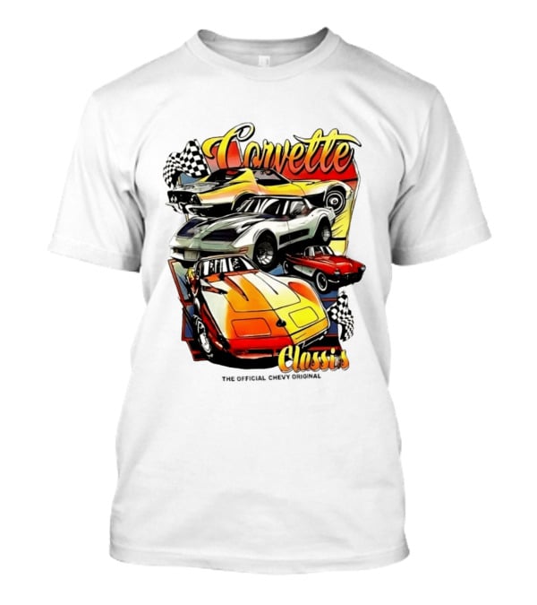 Corvette Classics The Official Chevy Original Cars Racing Flags T-Shirt