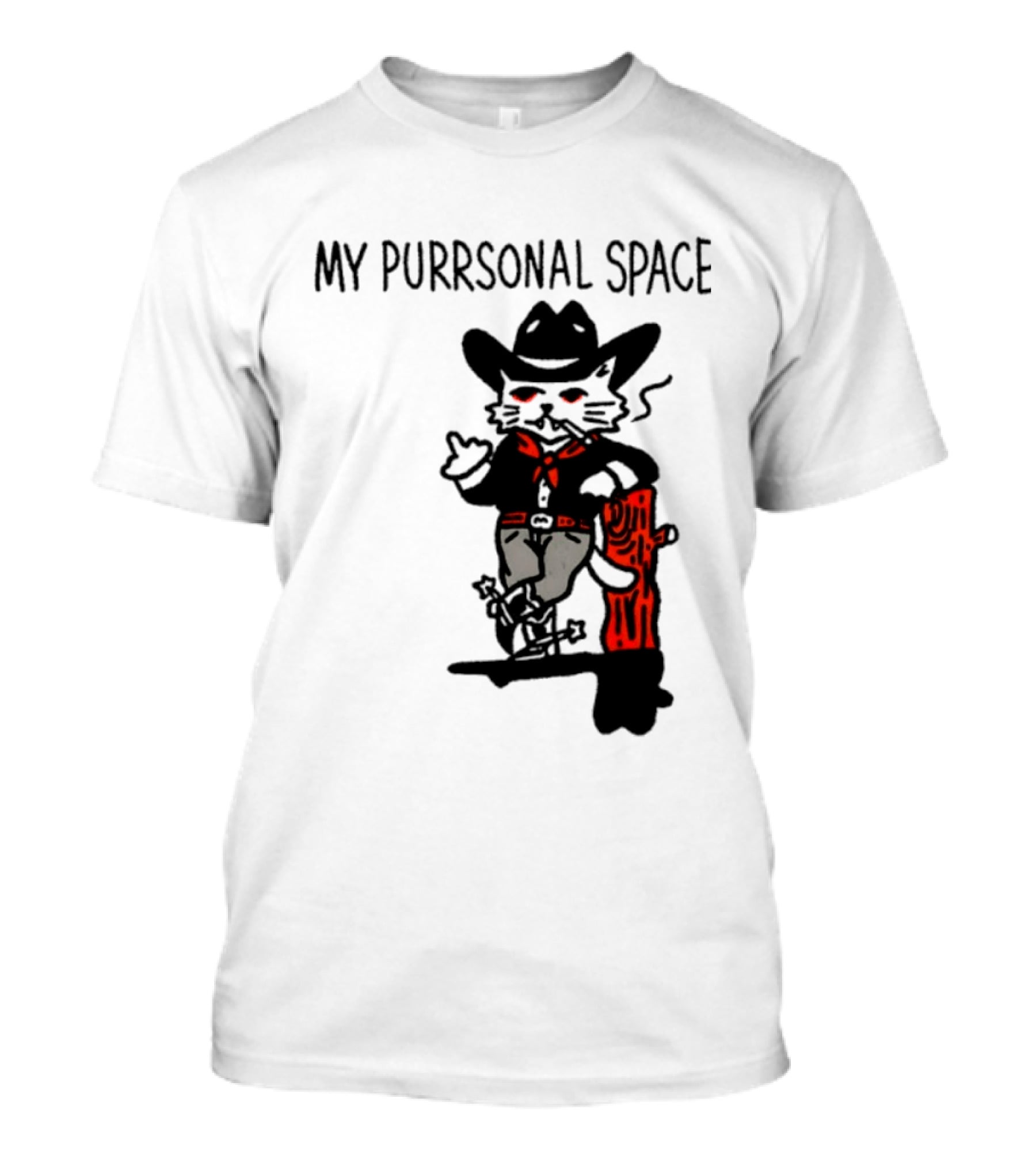 Cowboy Cat Smoking My Purrsonal Space Cartoon Western T-Shirt