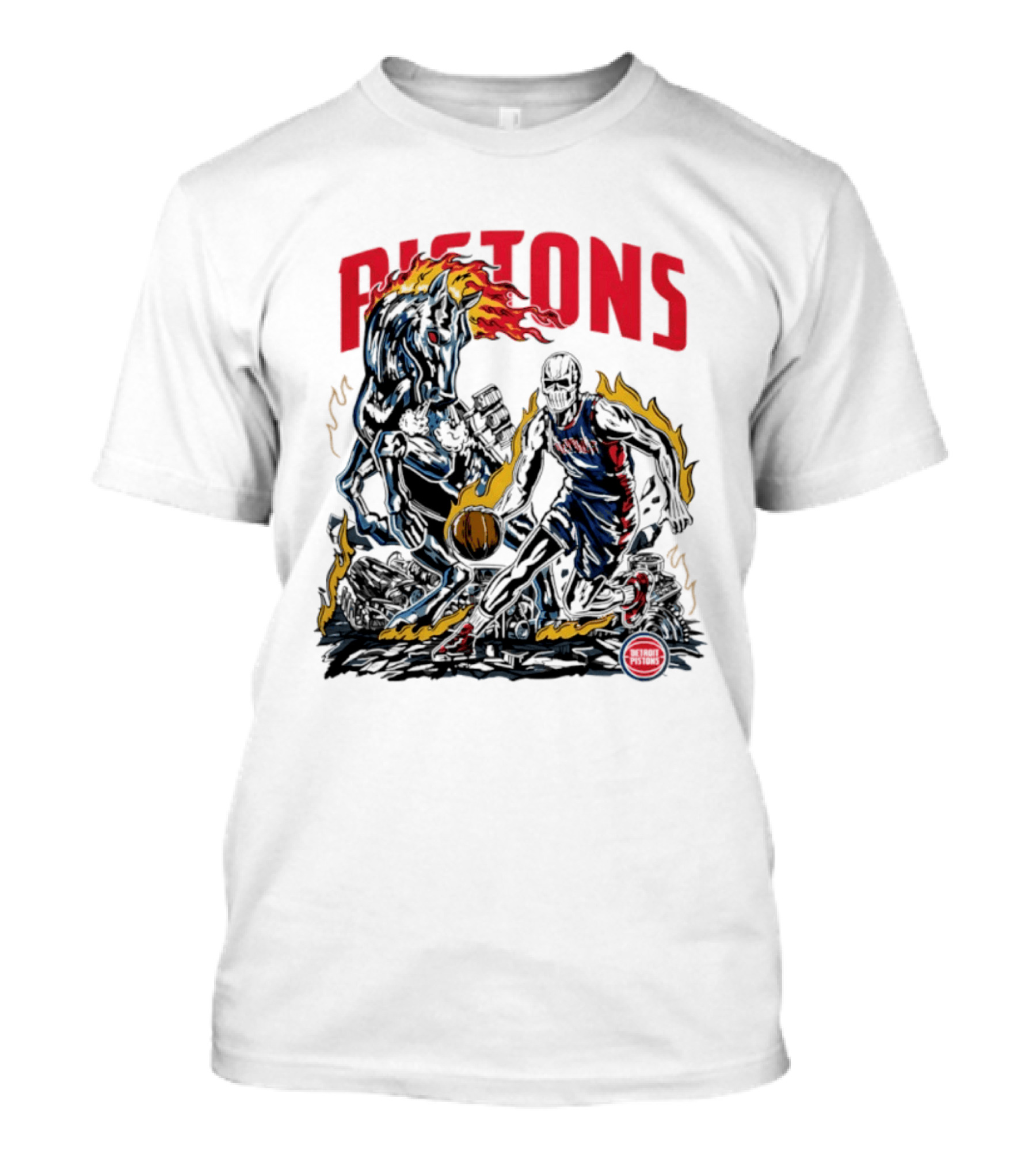 Pistons Warren Lotas 2026 Basketball Flames T-Shirt