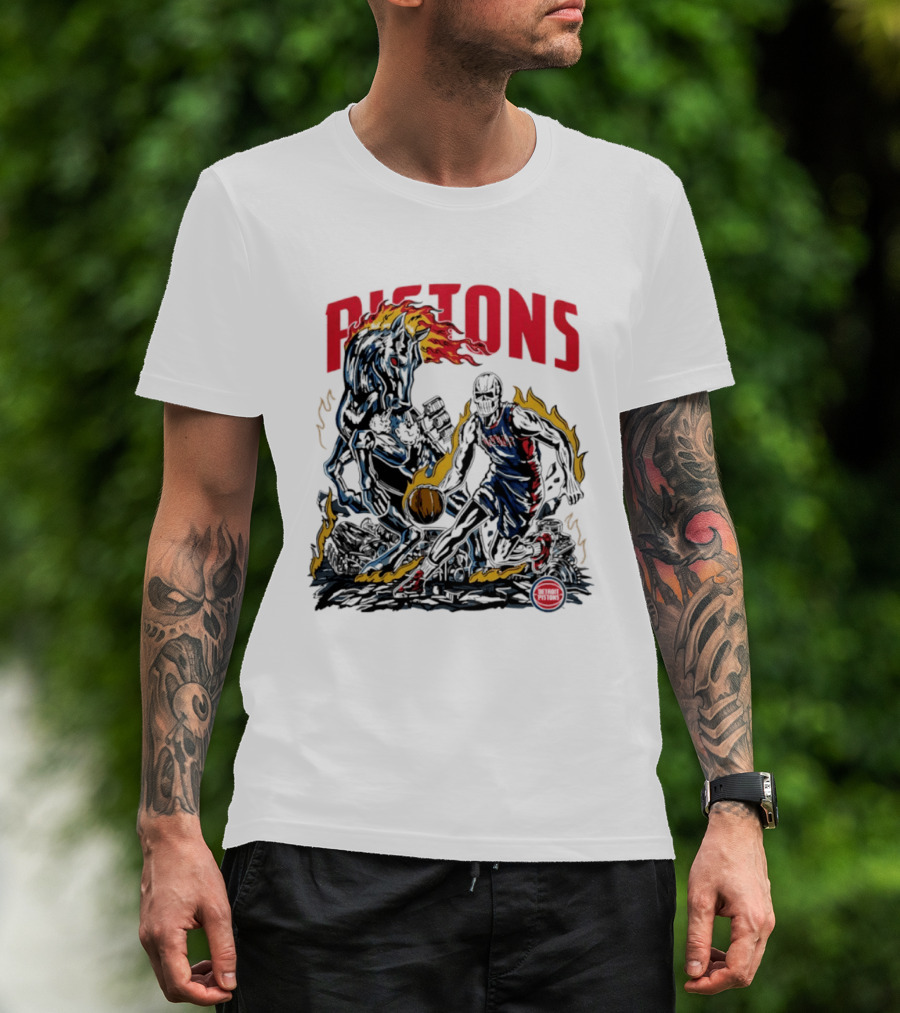 Pistons Warren Lotas 2026 Basketball Flames T-Shirt