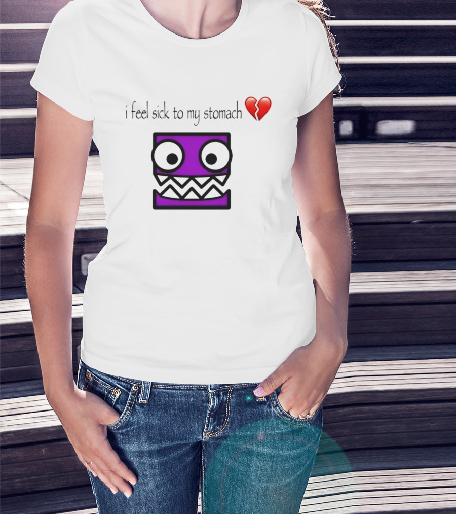 Geometry Dash I Feel Sick To My Stomach Broken Heart Pixel Art Monster T-Shirt