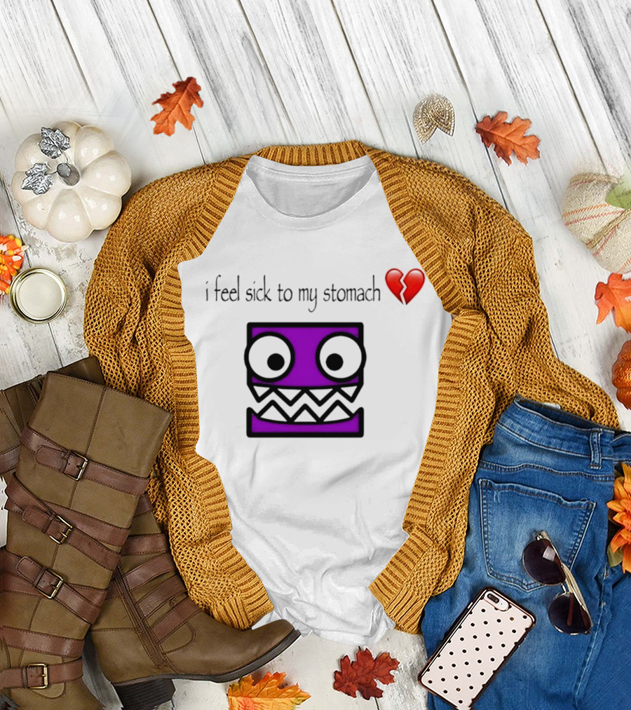 Geometry Dash I Feel Sick to My Stomach Broken Heart Pixel Art Monster T-Shirt