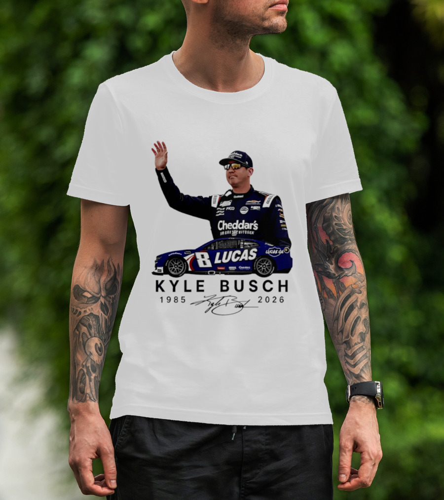 Kyle Busch Rowdy 1985 2026 Cheddars Lucas Racing 8 T-Shirt