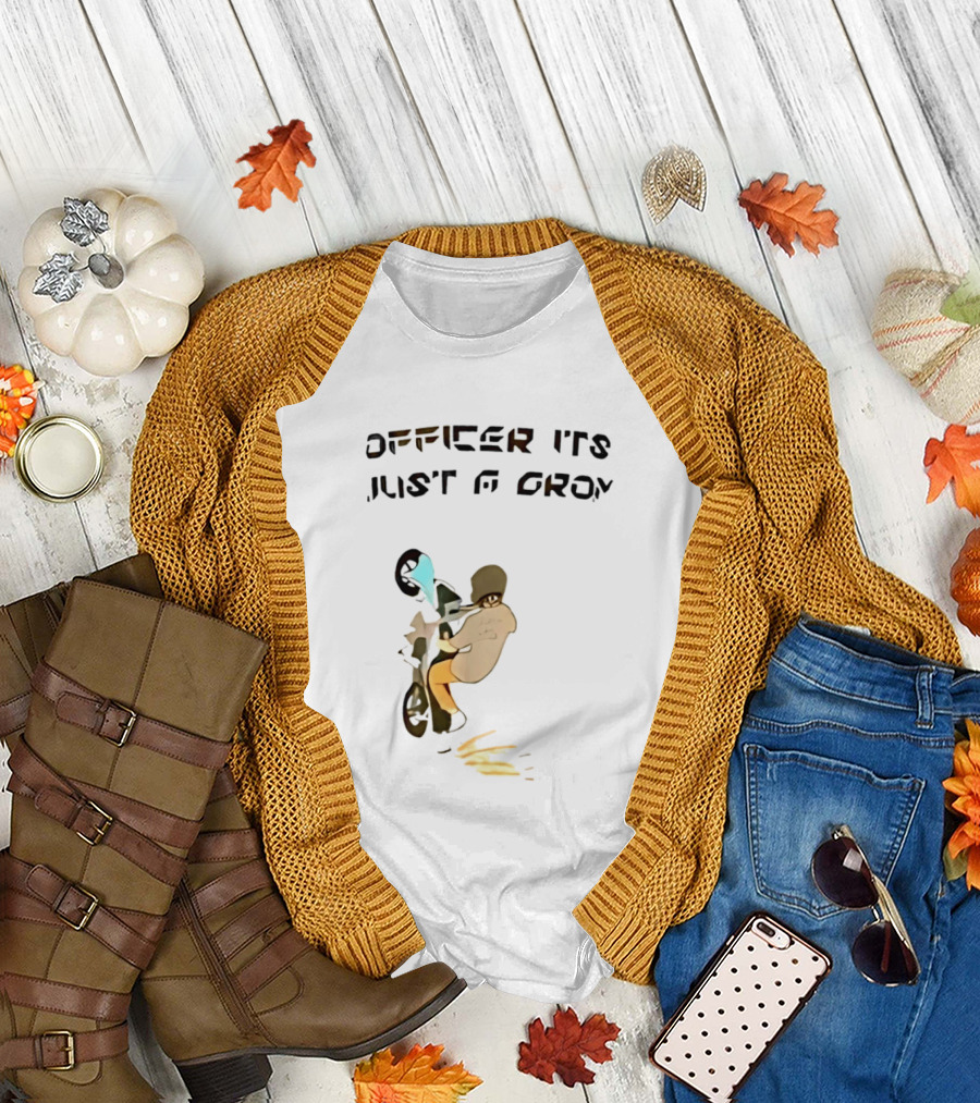 Officer It's Just a Grom Motorcycle Stunt Racing T-Shirt