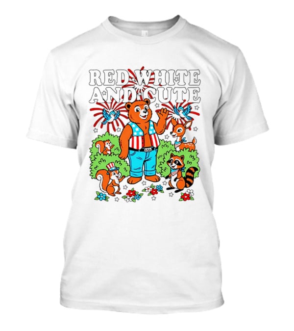Red White And Cute Bear Raccoon Squirrel Peanuts T-Shirt