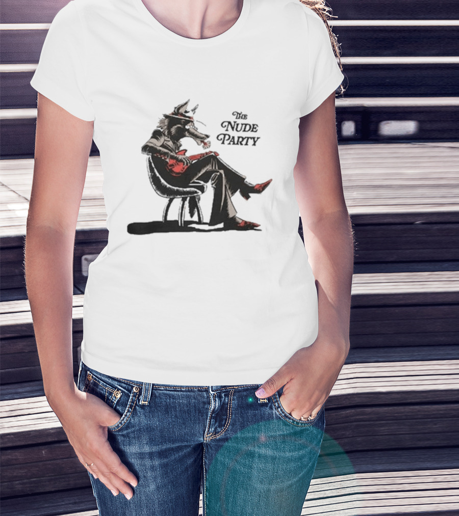 The Nude Party Wolf Playing Electric Guitar T-Shirt
