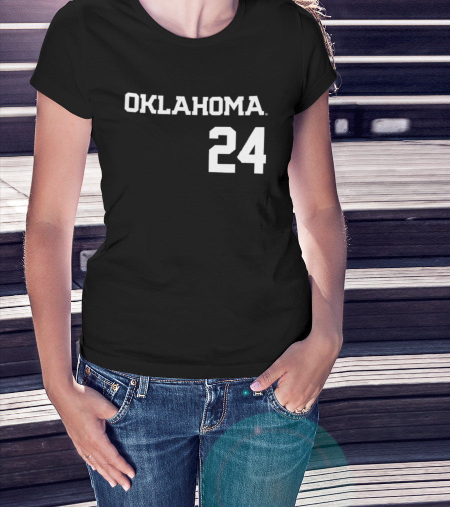 Oklahoma 24 Audrey Lowry Sooners Softball Name And Number Two Sided T-Shirt