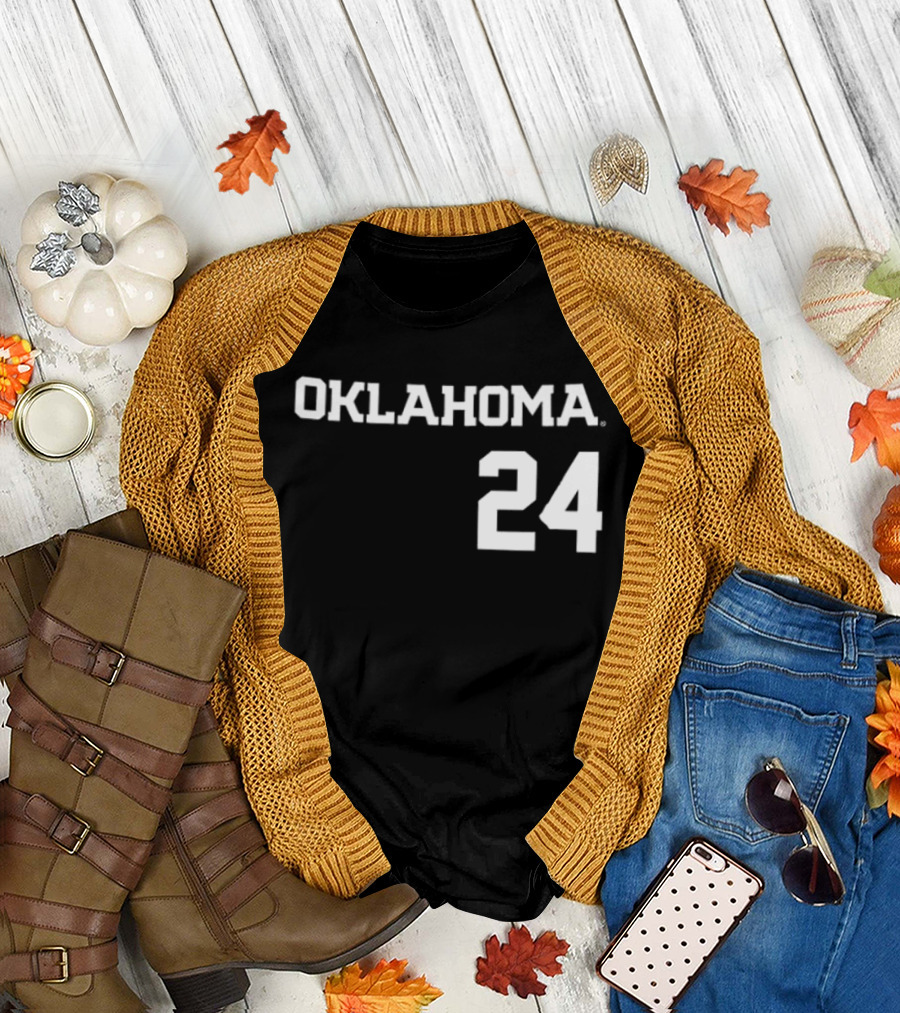 Oklahoma 24 Audrey Lowry Sooners Softball Name and Number Two Sided T-Shirt