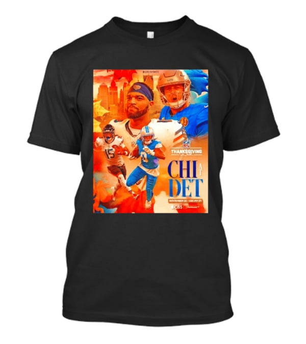 NFL Thanksgiving Day Game Chicago Bears Vs Detroit Lions Nov 26 CBS Sports T-Shirt