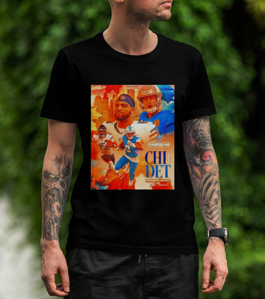 NFL Thanksgiving Day Game Chicago Bears Vs Detroit Lions Nov 26 CBS Sports T-Shirt