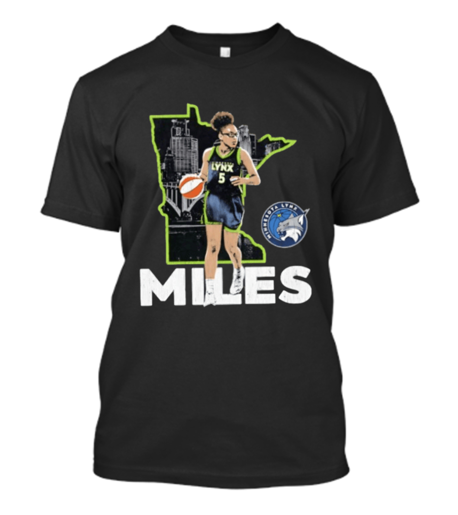 Minnesota Lynx Olivia Miles Basketball Skyline Map T-Shirt