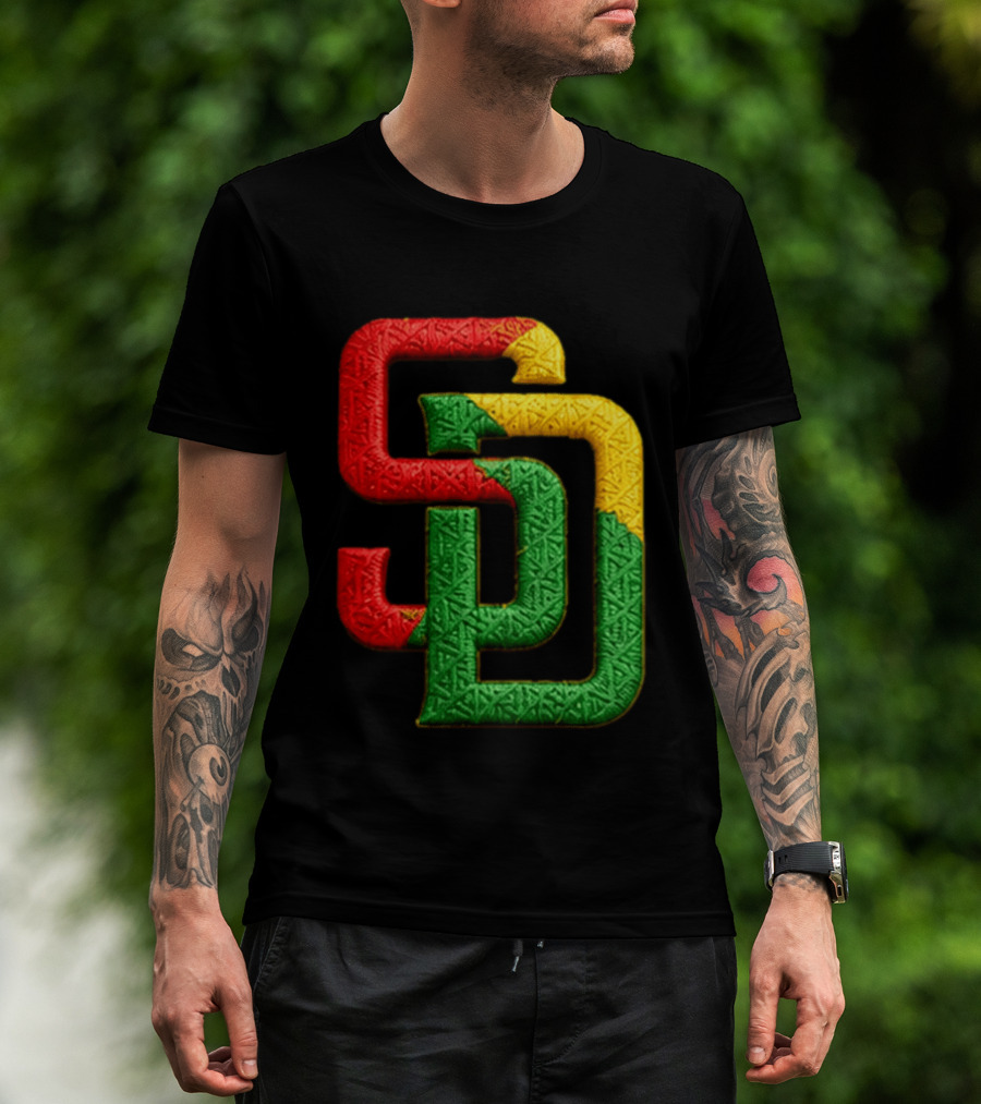 Padres African American Heritage 2026 Giveaway SD Red Gold Green T-Shirt