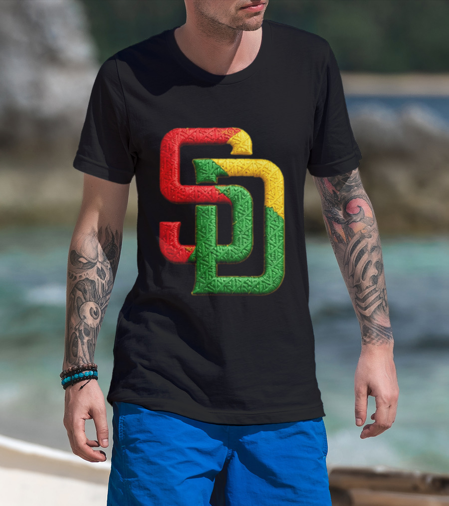 Padres African American Heritage 2026 Giveaway SD Red Gold Green T-Shirt