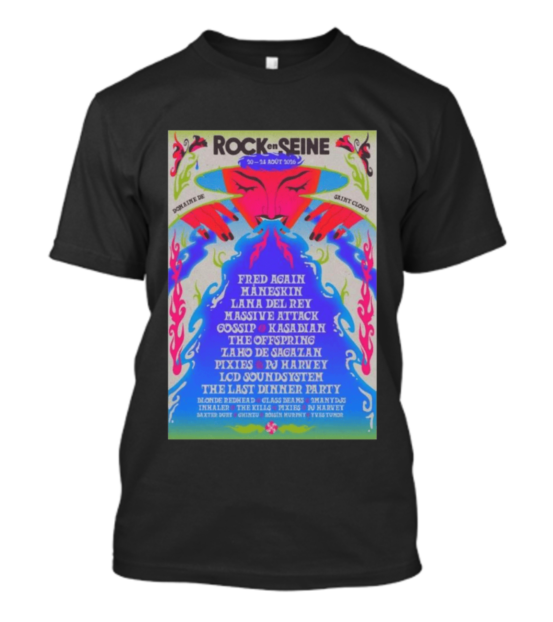 ROCK EN SEINE 2026 Program Domaine De Saint Cloud Lana Del Rey LCD Soundsystem T-Shirt