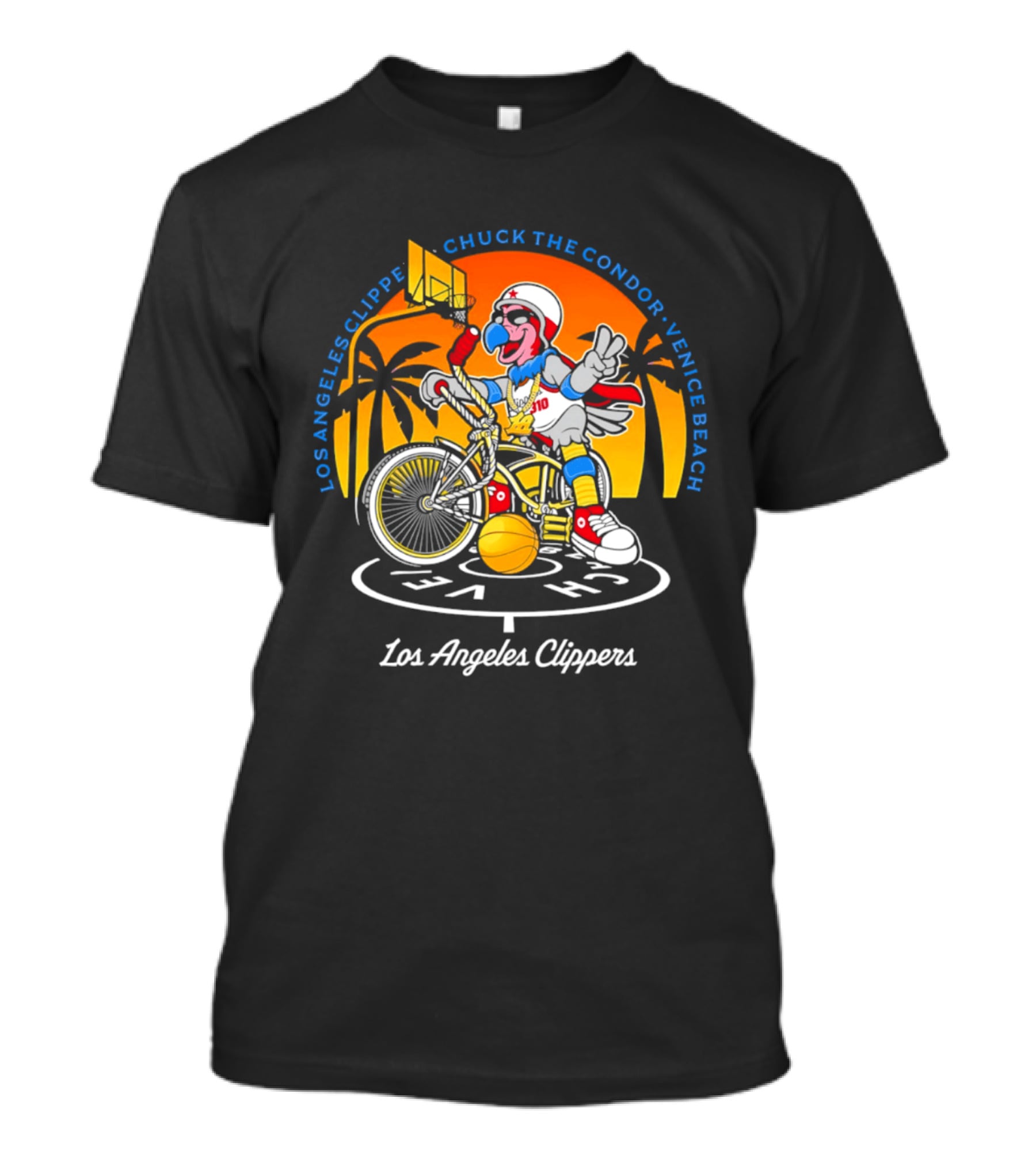 Los Angeles Clippers Chuck The Condor Venice Beach Bicycle Sunset T-Shirt