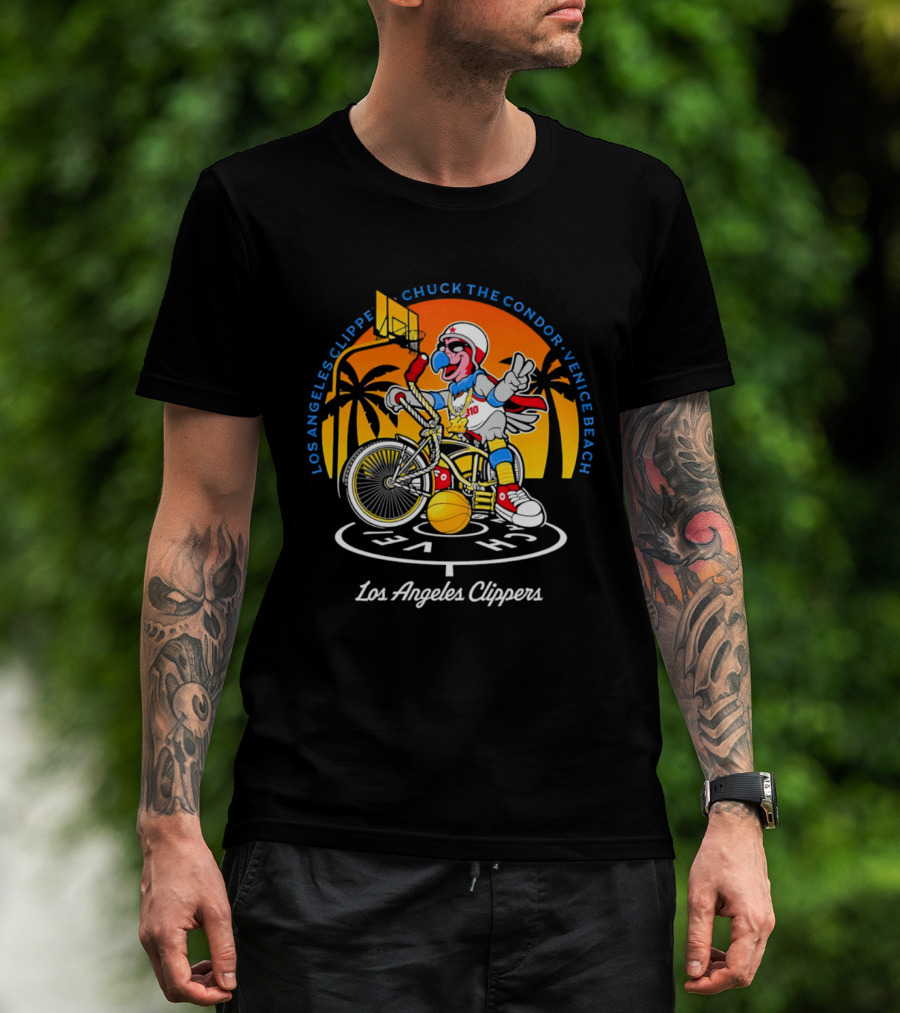 Los Angeles Clippers Chuck The Condor Venice Beach Bicycle Sunset T-Shirt