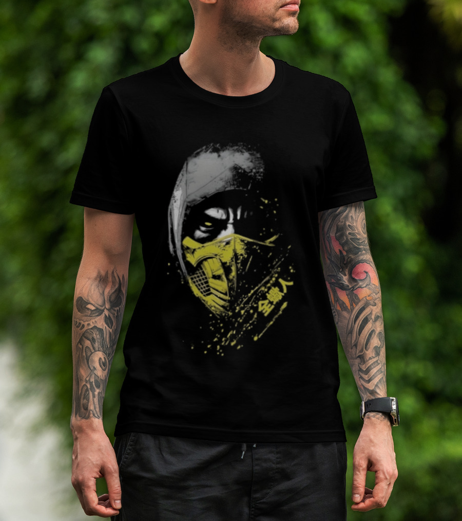 Scorpion Get Over Here Mortal Kombat Classic Yellow Mask T-Shirt