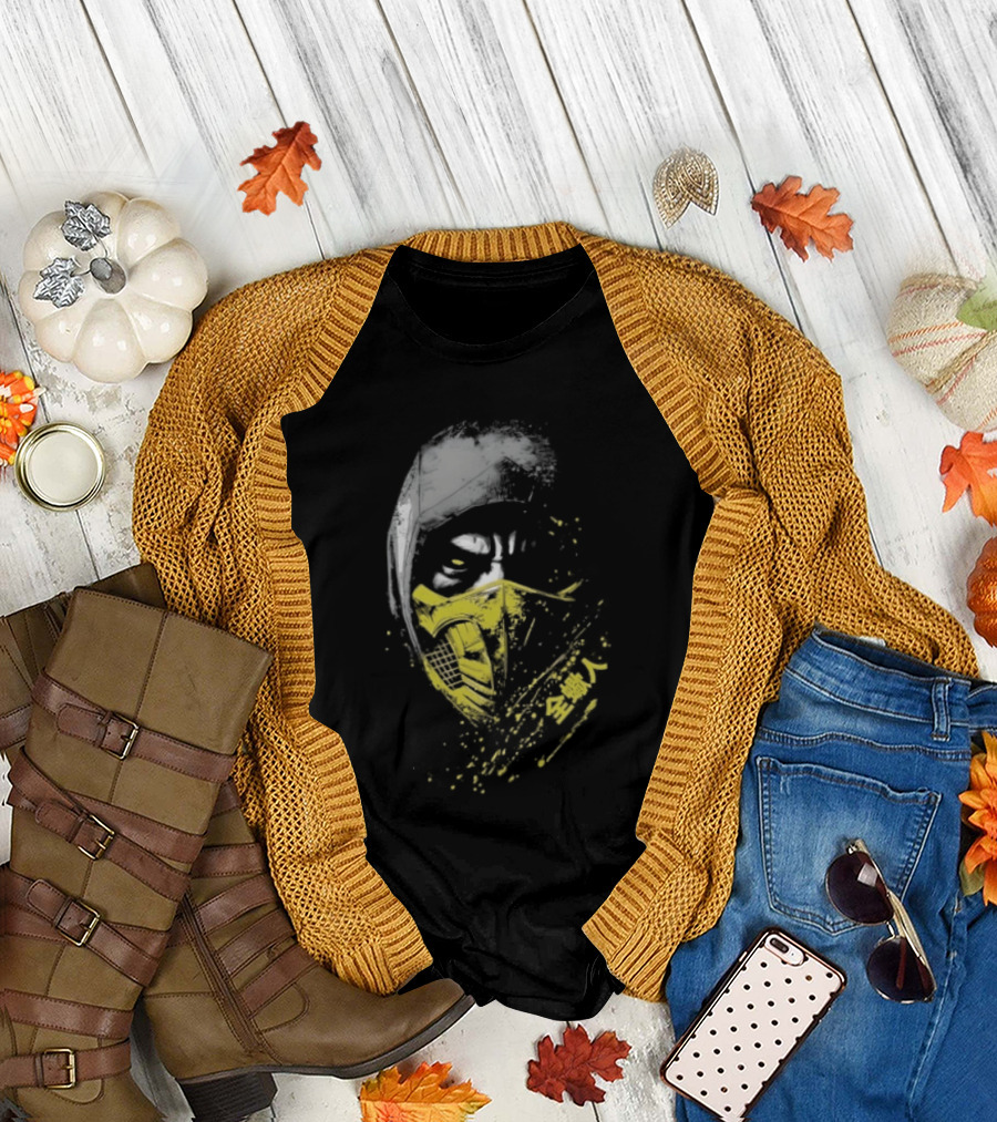 Scorpion Get Over Here Mortal Kombat Classic Yellow Mask T-Shirt