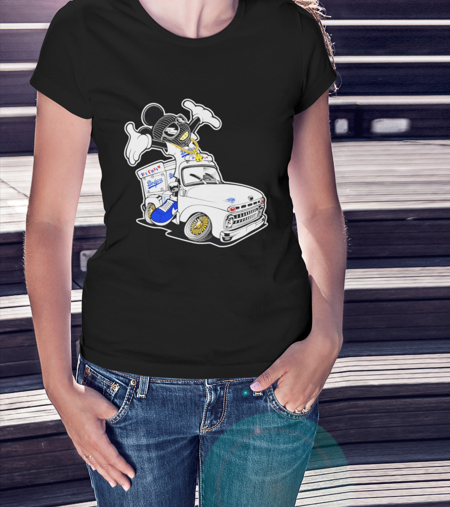 Los Angeles Dodgers Mickey Ice Cream Truck Sneaker Chain T-Shirt