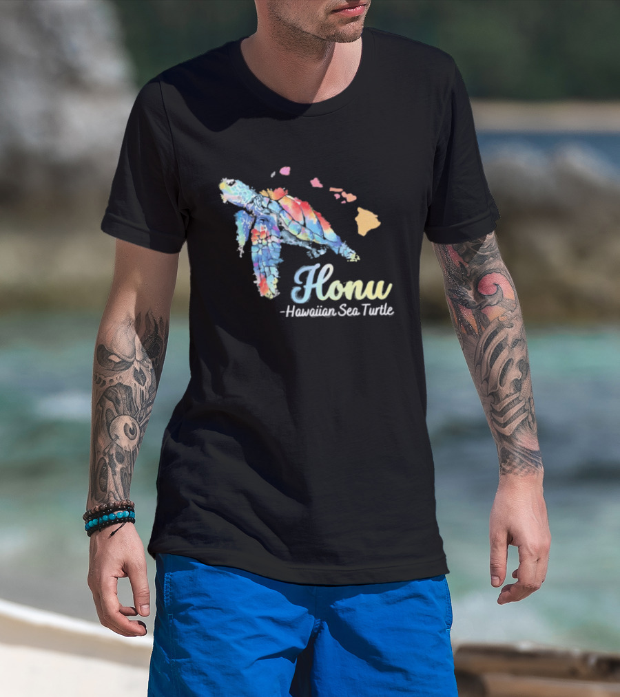 Honu Hawaiian Sea Turtle Watercolor T-Shirt