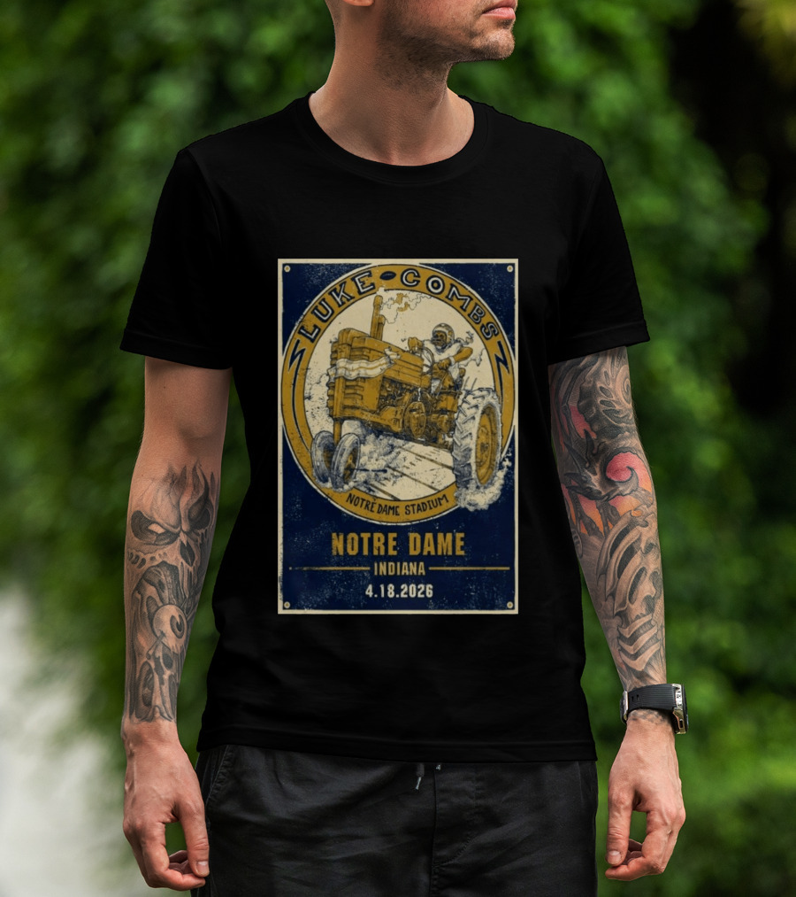 Luke Combs Notre Dame Stadium Indiana Tractor April 18 2026 T-Shirt