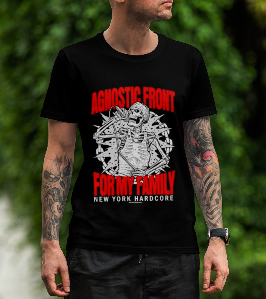 Agnostic Front Skeleton For My Family New York Hardcore T-Shirt