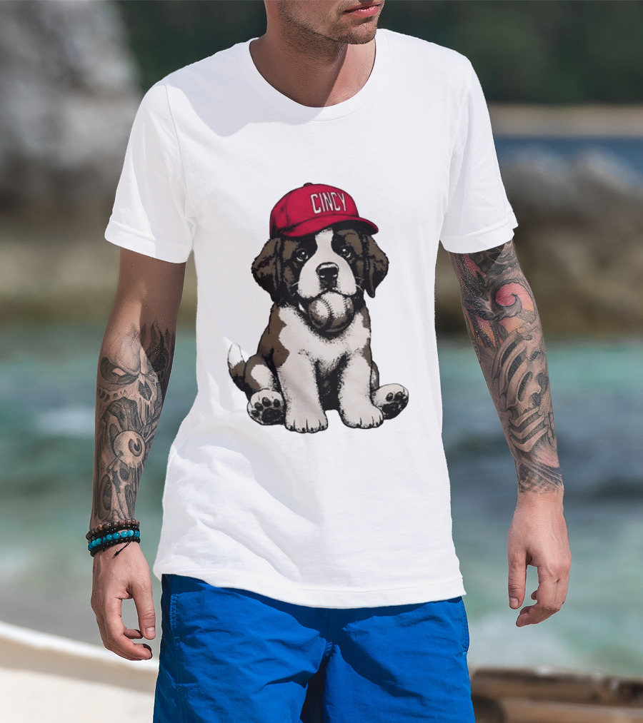 Cincinnati Reds Cincy Puppy Baseball Hat T-Shirt
