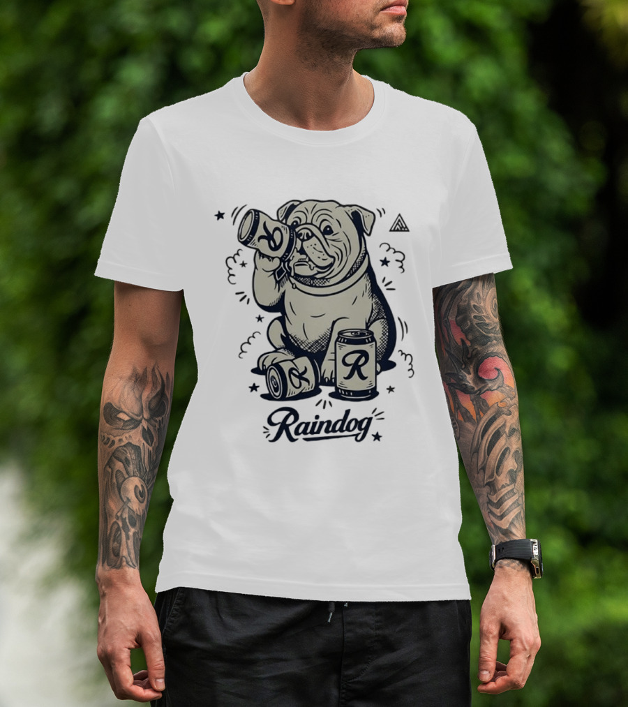 Raindog Bulldog Drinking R Can T-Shirt