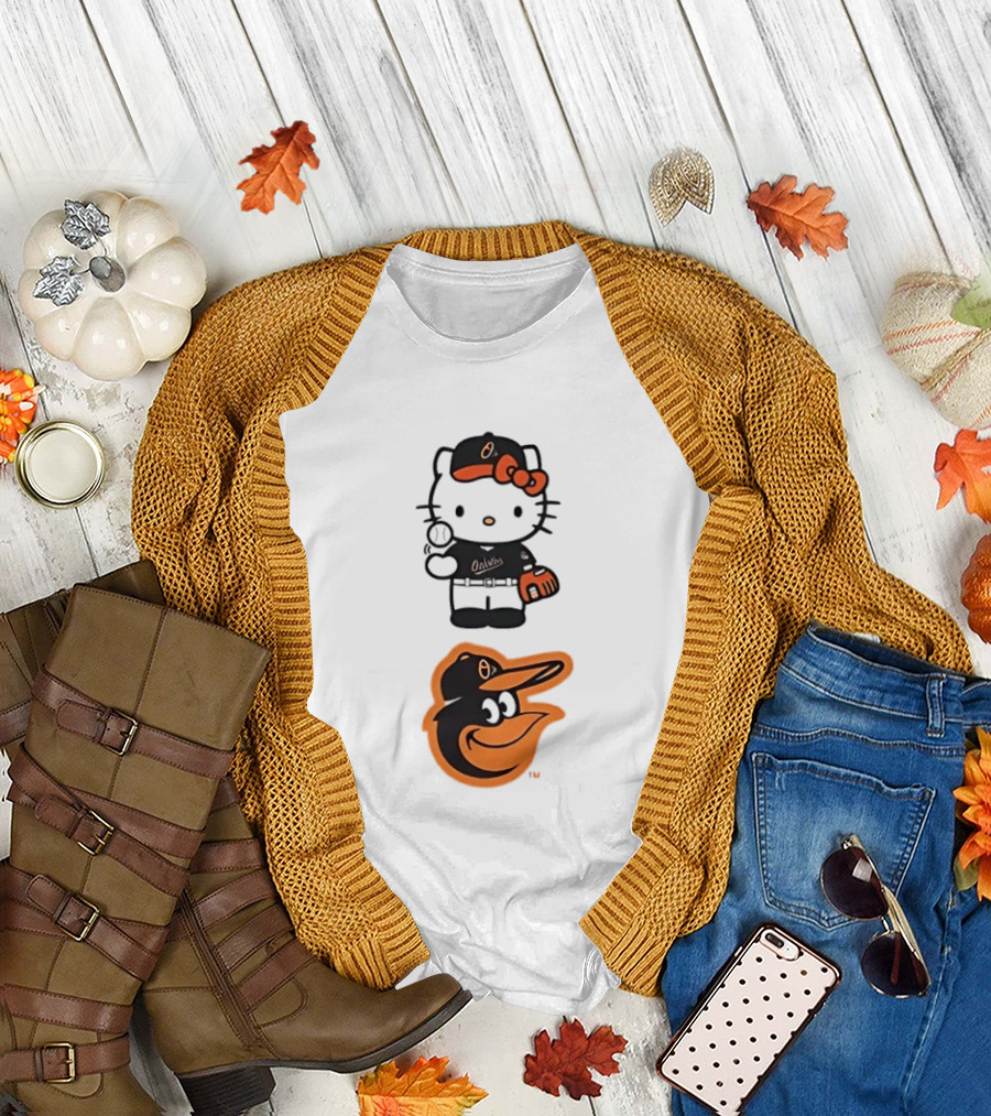 Hello Kitty Baltimore Orioles Baseball Fan Merchandise T-Shirt