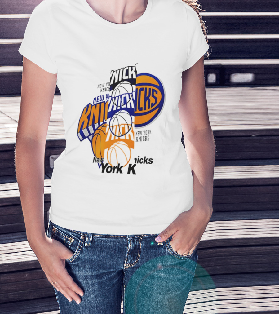 New York Knicks Basketball Collage Fragmented T-Shirt