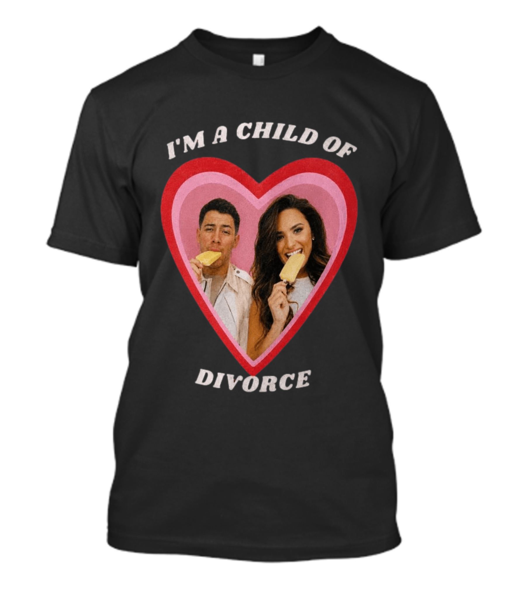 I'm A Child Of Divorce Nick Jonas Demi Lovato Heart Popsicle Image T-Shirt