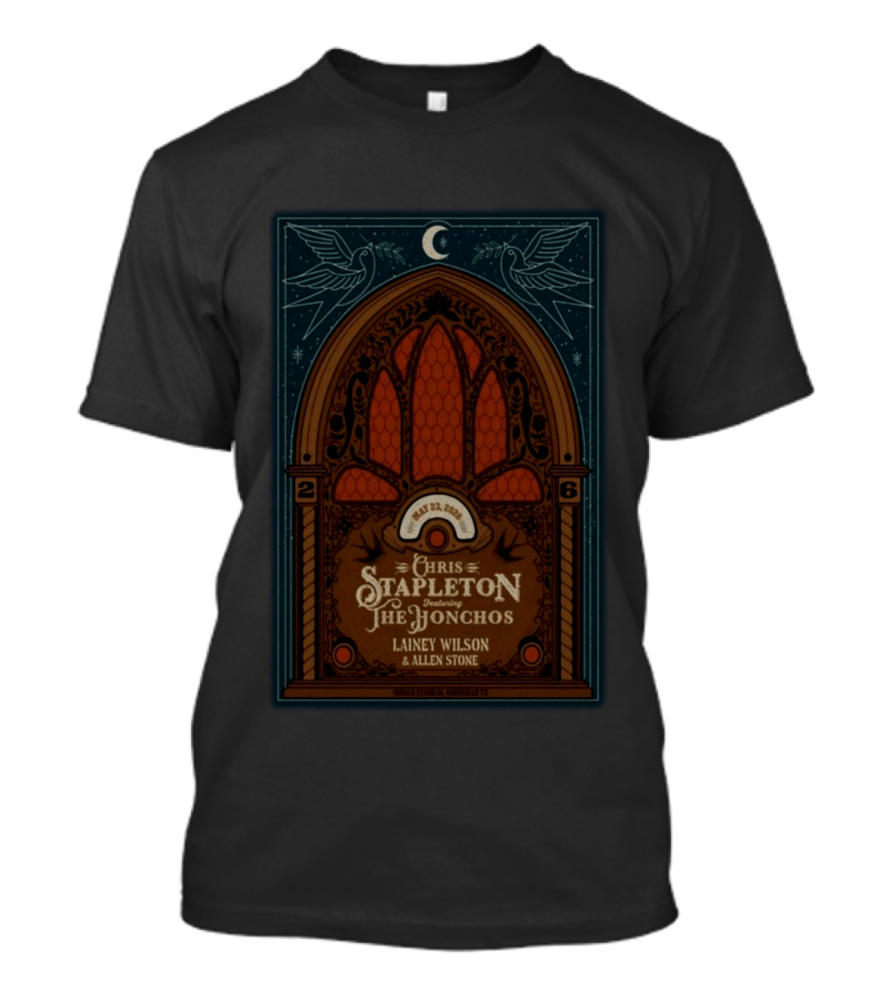 Chris Stapleton Featuring The Honchos Lainey Wilson Allen Stone May 23 2026 Nashville T-Shirt