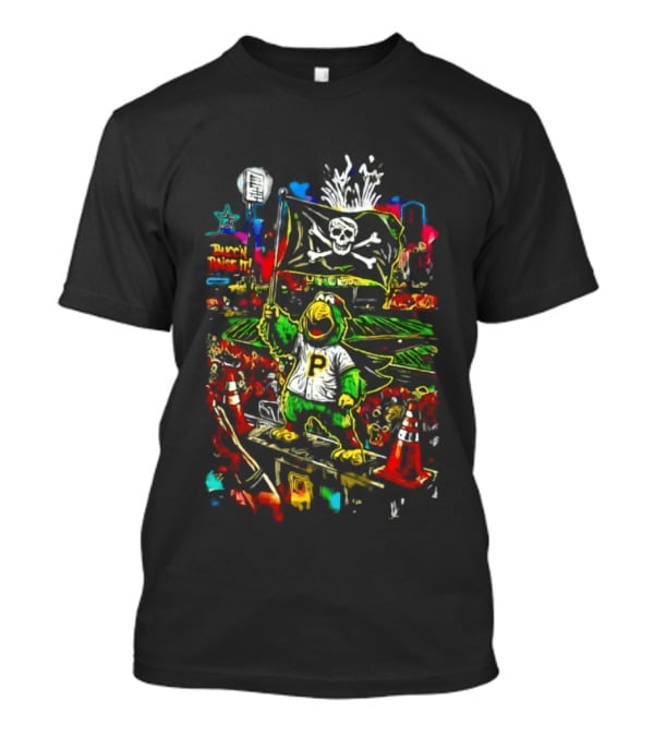 Pirate Parrot Pittsburgh Pirates Bucc'n Raise It Skull Flag T-Shirt