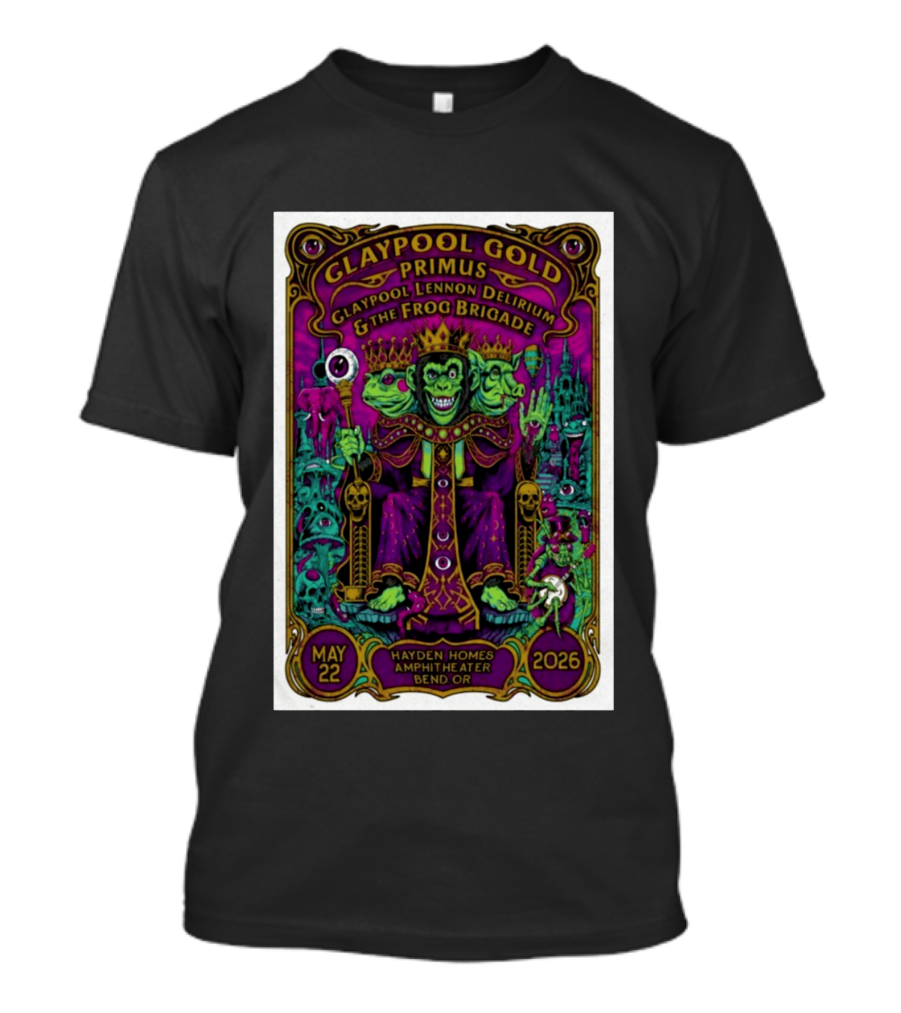 GLAYPOOL GOLD PRIMUS Frog Brigade May 22 2026 Bend OR Hayden Homes Amphitheater T-Shirt