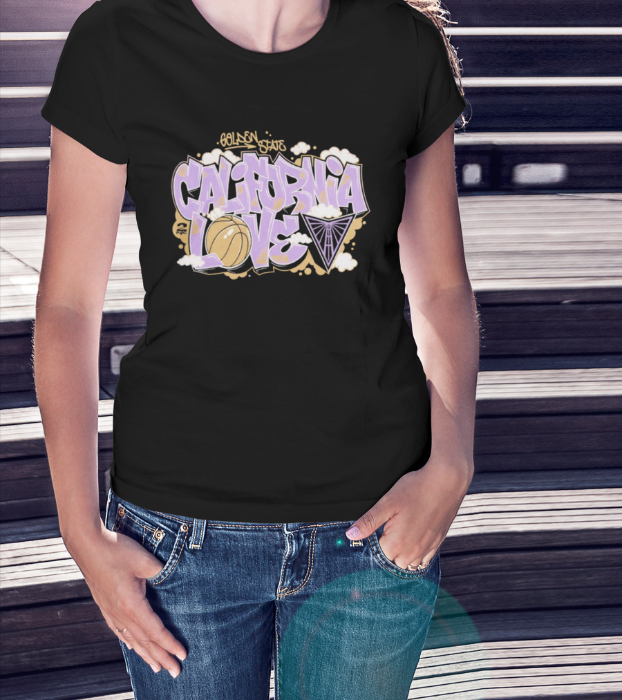 Golden State Valkyries Sportiqe X 2PAC California Love Basketball Clouds T-Shirt