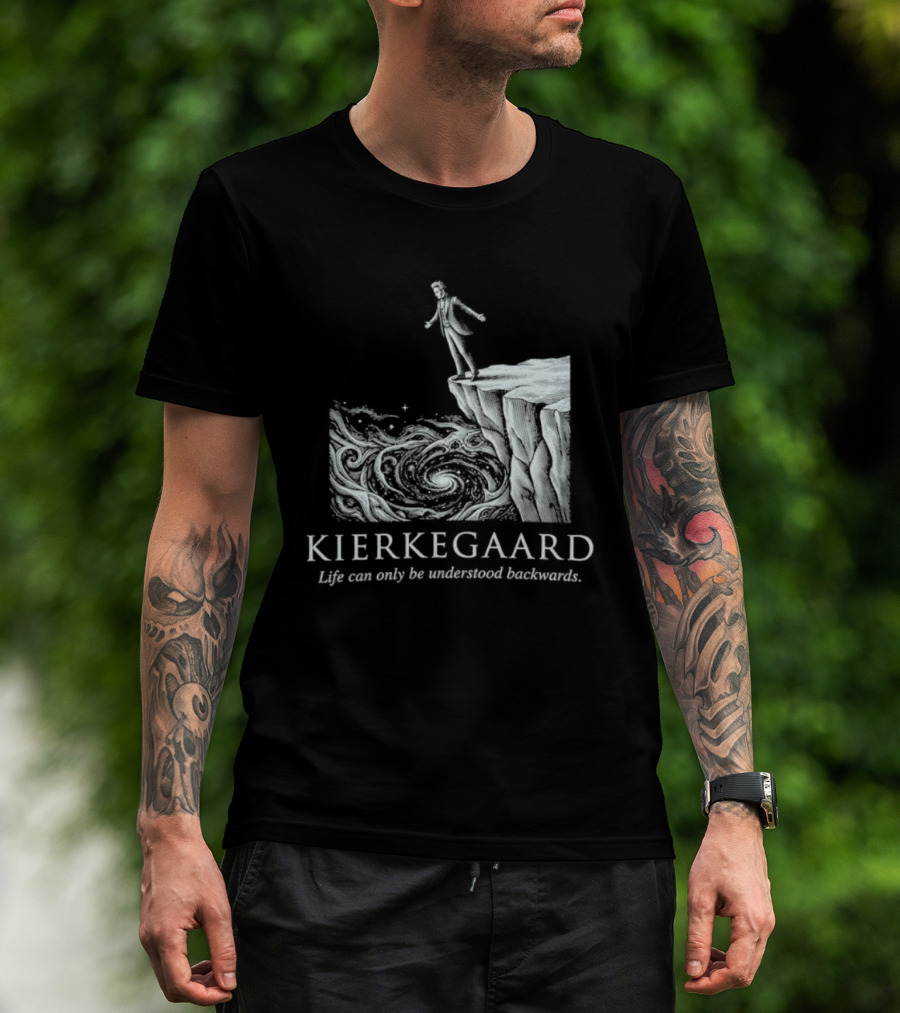 Kierkegaard Life Can Only Be Understood Backwards Cliff Edge T-Shirt