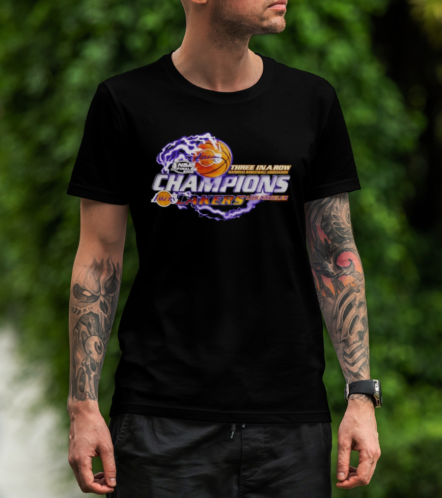 NBA Champions Los Angeles Lakers Three In A Row National Basketball Association T-Shirt