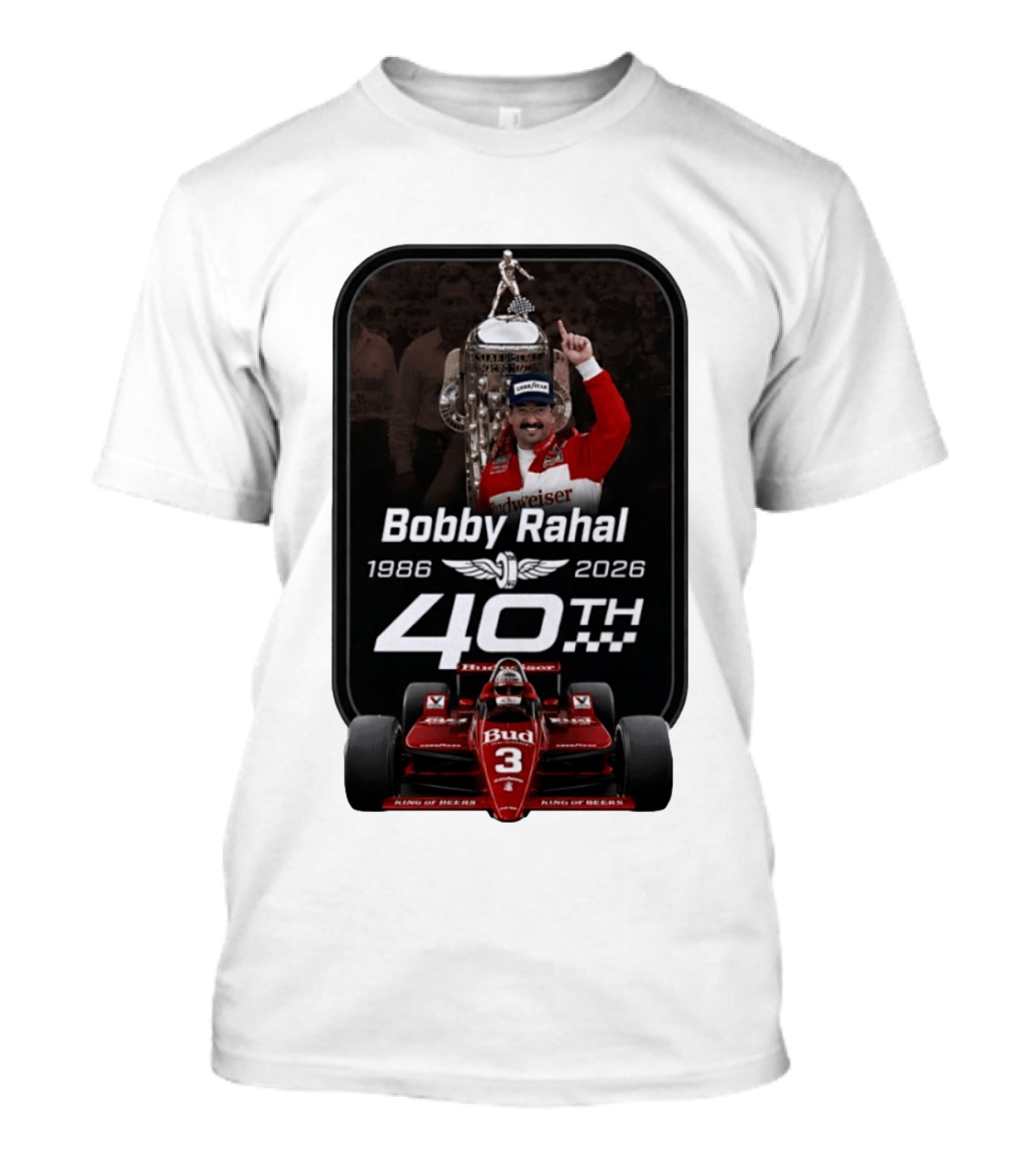 Bobby Rahal 40th Anniversary 1986 2026 Racing Budweiser IndyCar T-Shirt