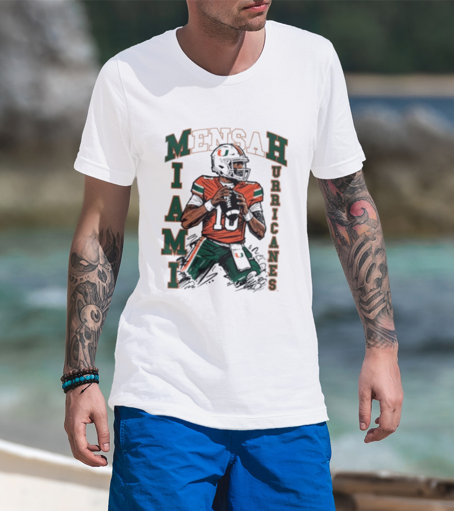 Mensah Miami Hurricanes Football Player Sketch T-Shirt
