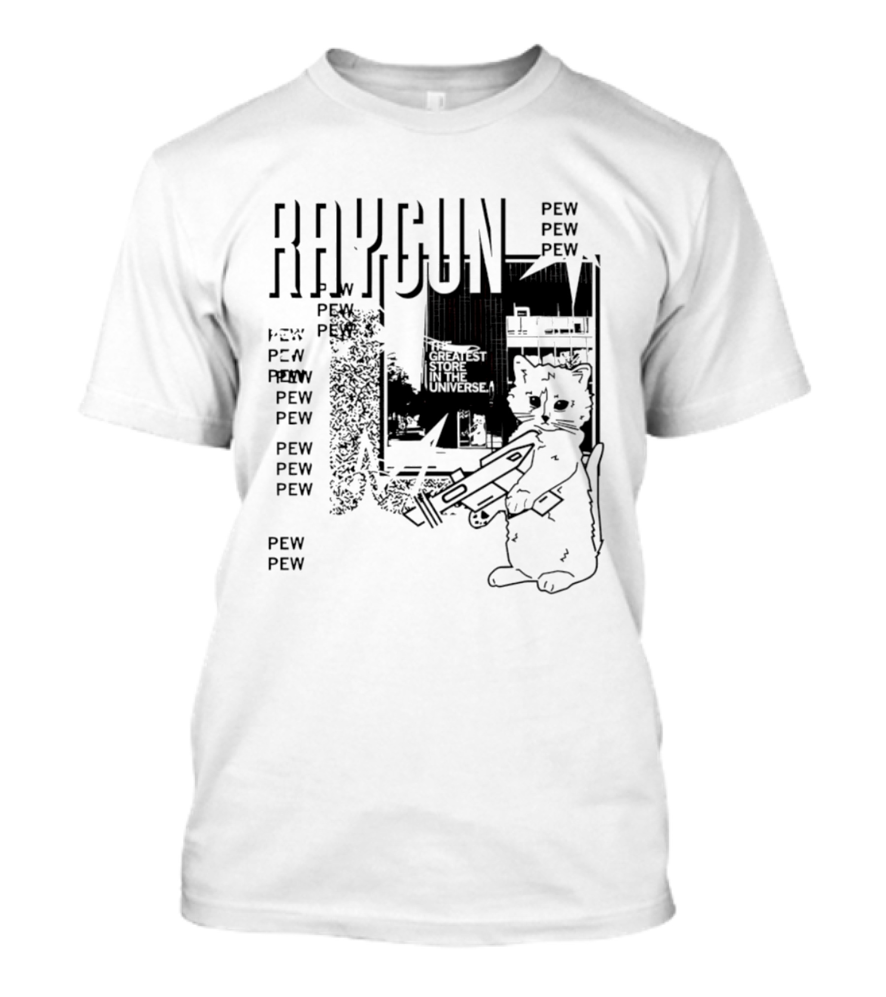 Raygun Cat Pew Pew Galactic Space Adventure T-Shirt