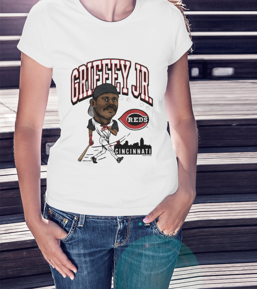 Cincinnati Reds Griffey Jr Caricature Tri Blend T-Shirt