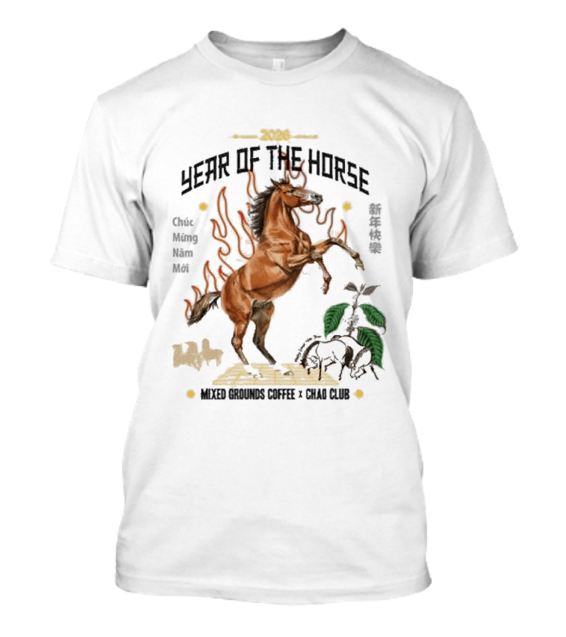 2026 Year Of The Horse Mixed Grounds Coffee Chuc Mung Nam Moi Collaboration T-Shirt
