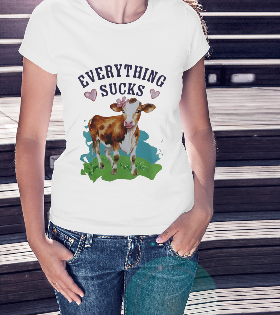 Everything Sucks Cow With Hearts T-Shirt