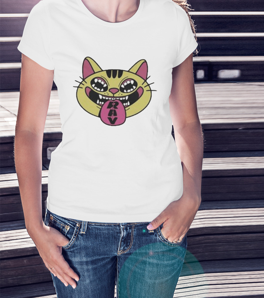 Exociety Rav Cat Vestiges Wild And Funky Cat Face T-Shirt