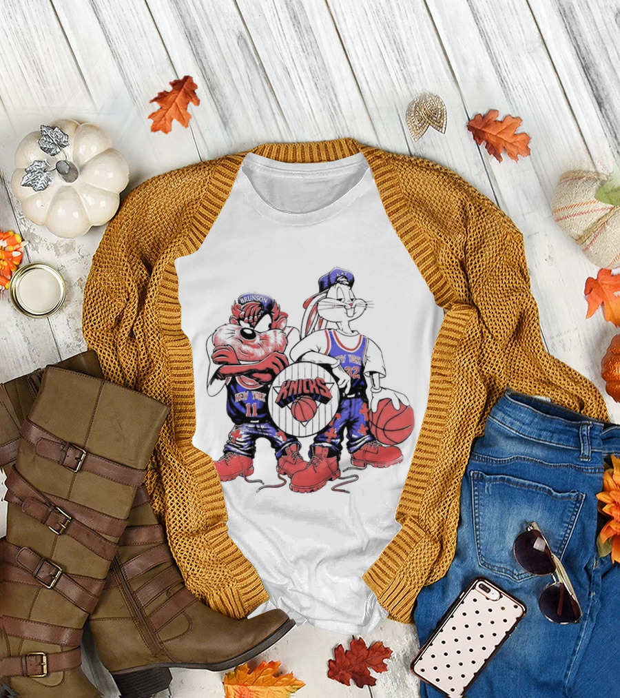 Officila Looney Tunes Bugs Bunny Taz Knicks NYK Basketball T-Shirt