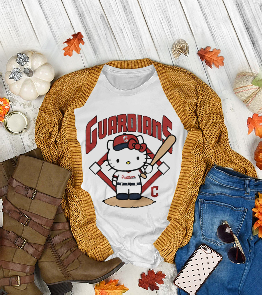 Hello Kitty Cleveland Guardians MLB 2026 Cartoon Collaboration T-Shirt