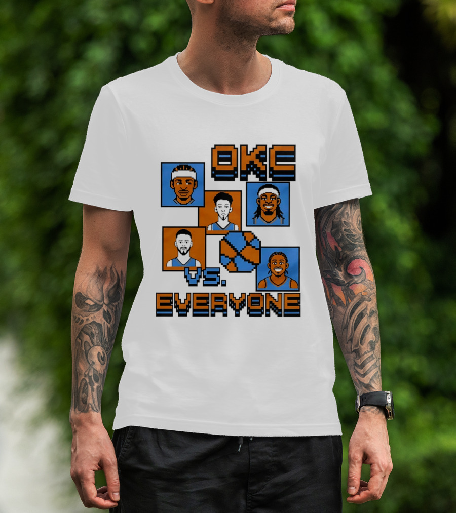 Oklahoma City Thunder OKC Vs Everyone 8 Bit Basketball Pixel Art Characters T-Shirt
