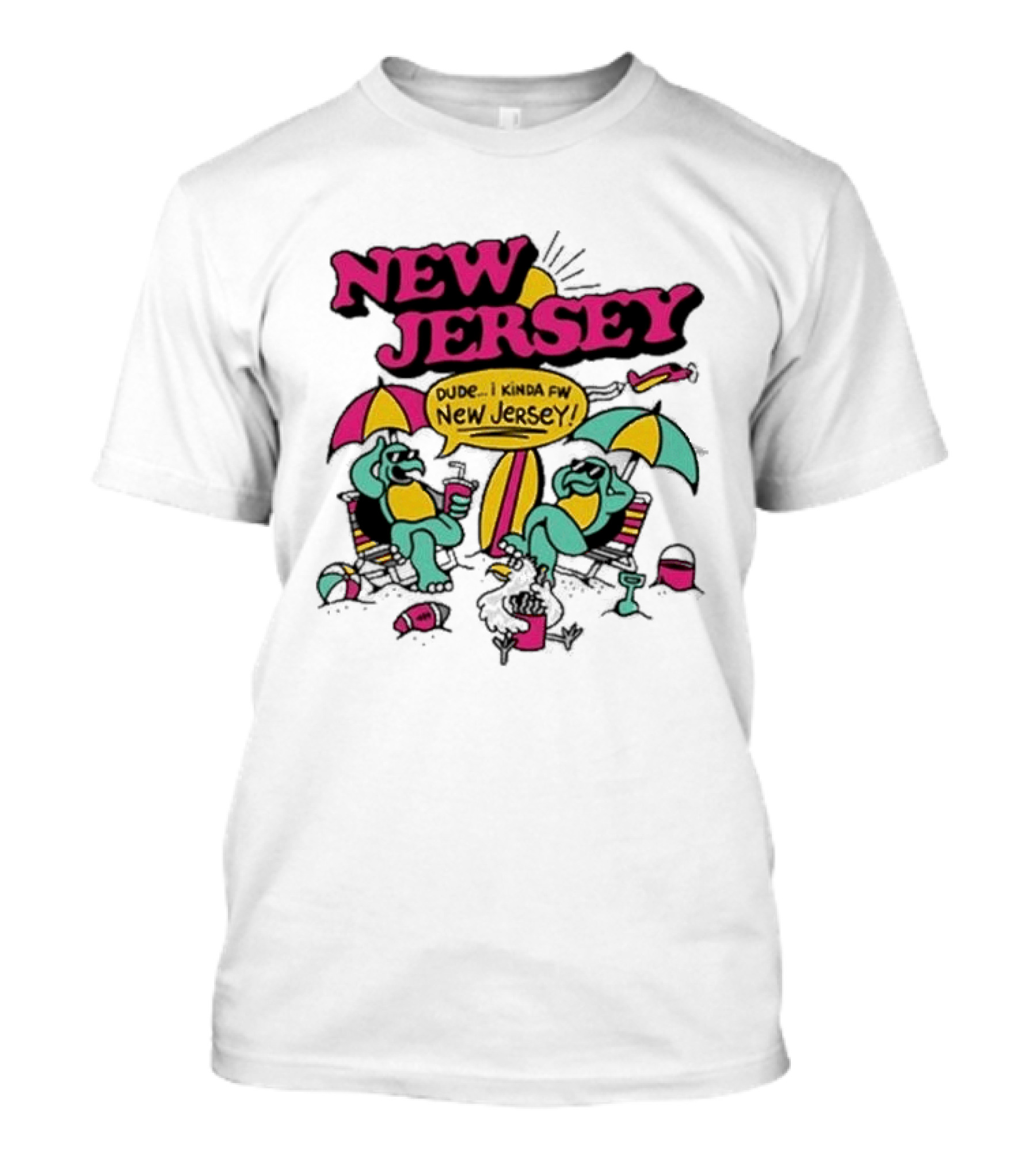 New Jersey 2026 Vibe Cartoon Relaxing Beach Chill Fun T-Shirt